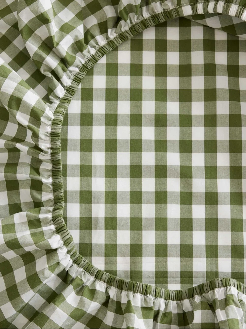 Quince Classic Organic Percale Sheet Set Full Olive Gingham